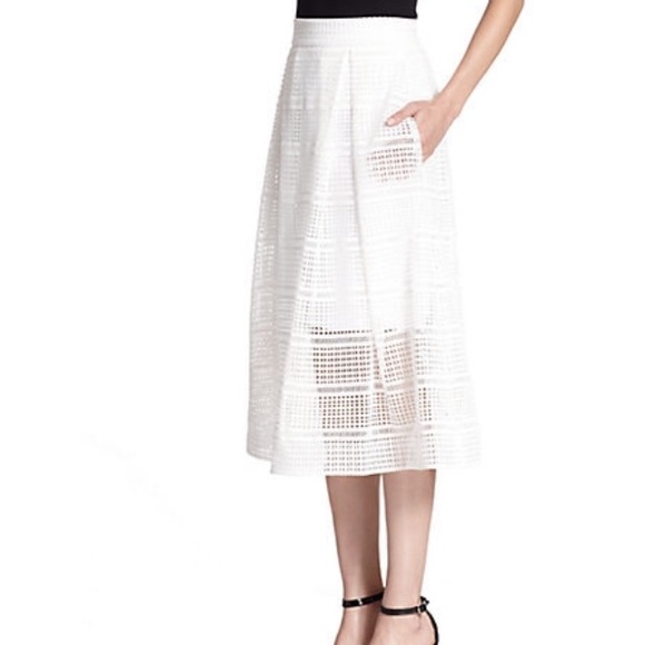 NICHOLAS Dresses & Skirts - Nicholas white geometric lace A line skirt
